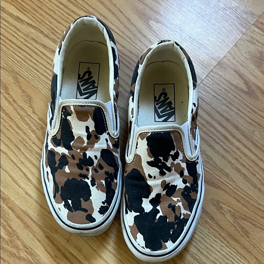 Vans Slip-On Sneakers Brown Black Cream Cow Print